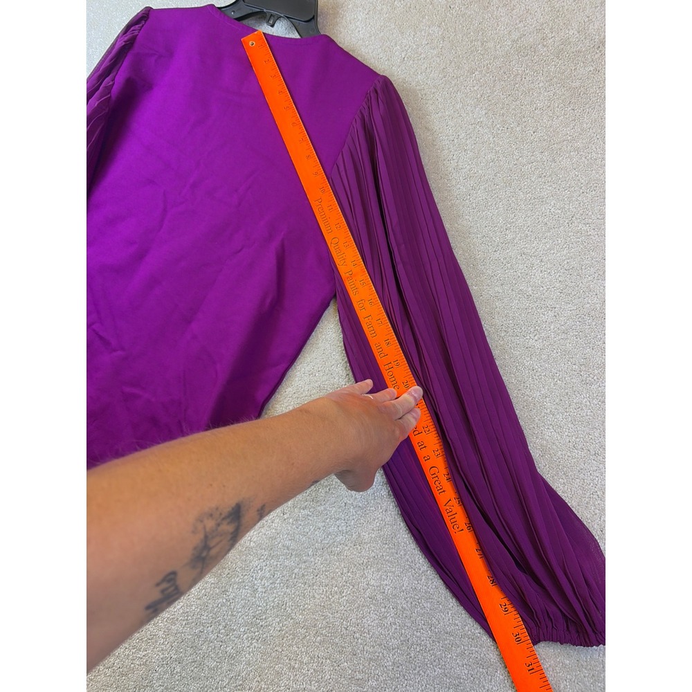 Nine West Knit Top Womens Large Purple Pleated Long Balloon Sleeve Feminine NEW - Picture 7 of 7